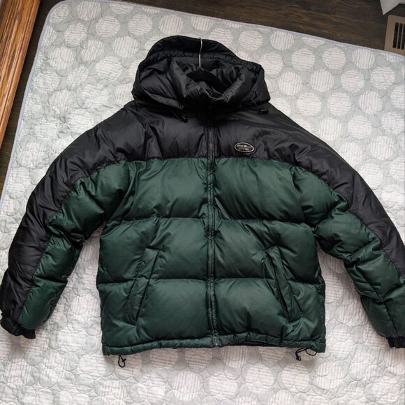 Vintage Eddie Bauer EBtek Goose Down Puffer Jacket Green/ Black Men`s size L. - Picture 2 of 16